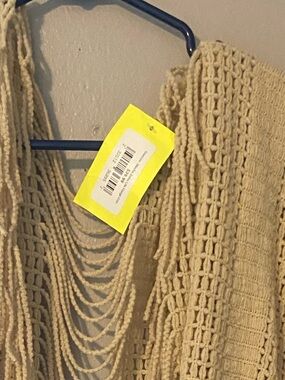 Fringed Open-Knit Ombre Throw in Beige and Brown